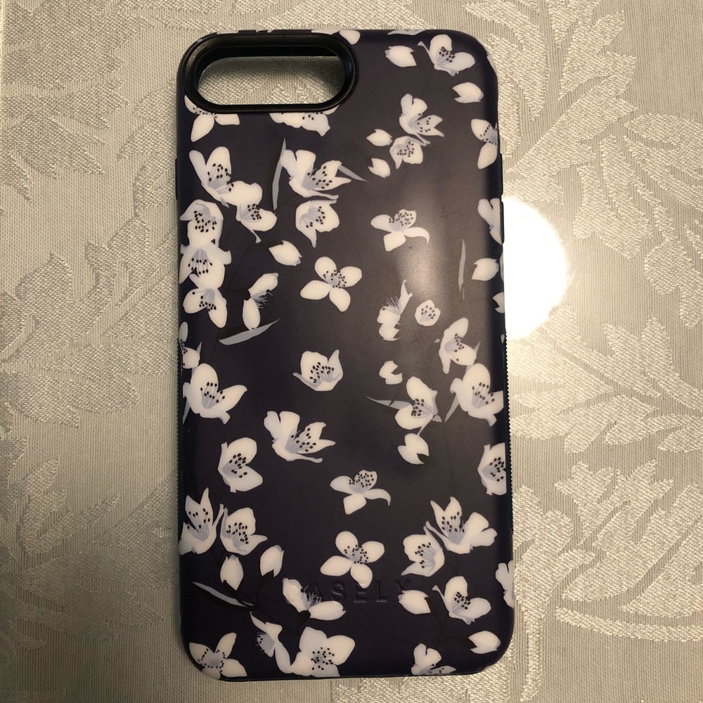Casely Navy Cherry Blossom iPhone 8+ case